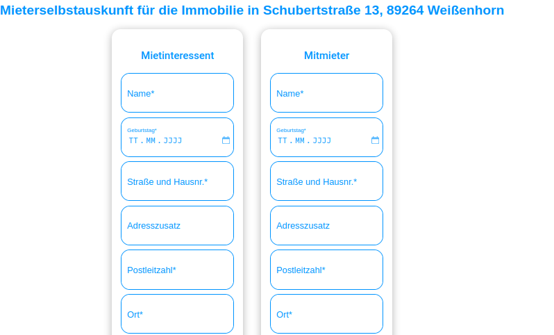 Mieterselbstauskunftsformular